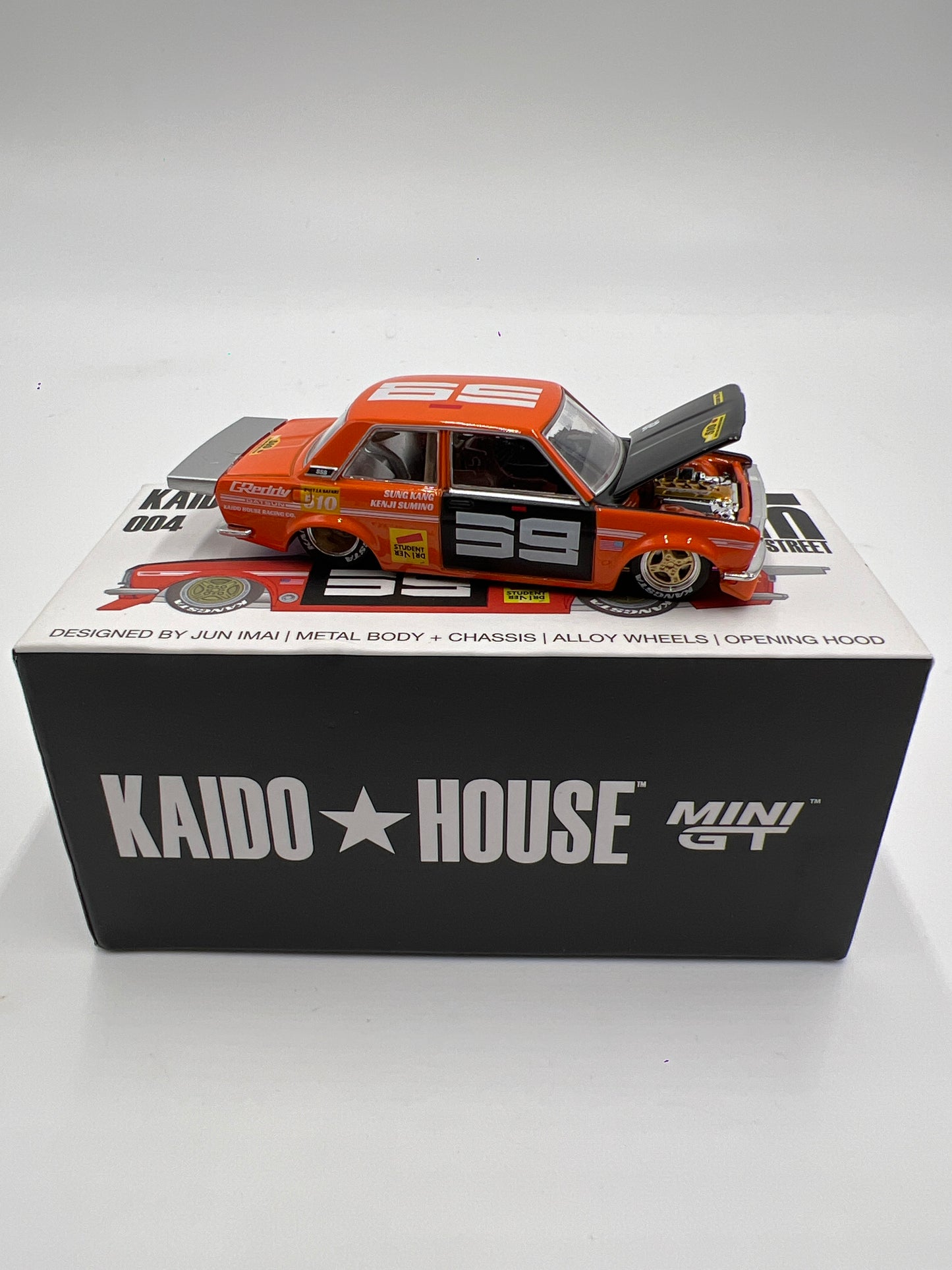 Mini GT Kaido House #004 Datsun 510 Pro Street Orange