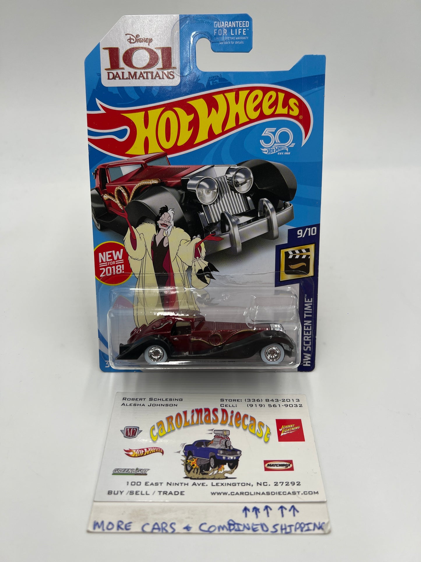 2018 Hot Wheels Super Treasure Hunt Cruella De Vil Red W/Protector