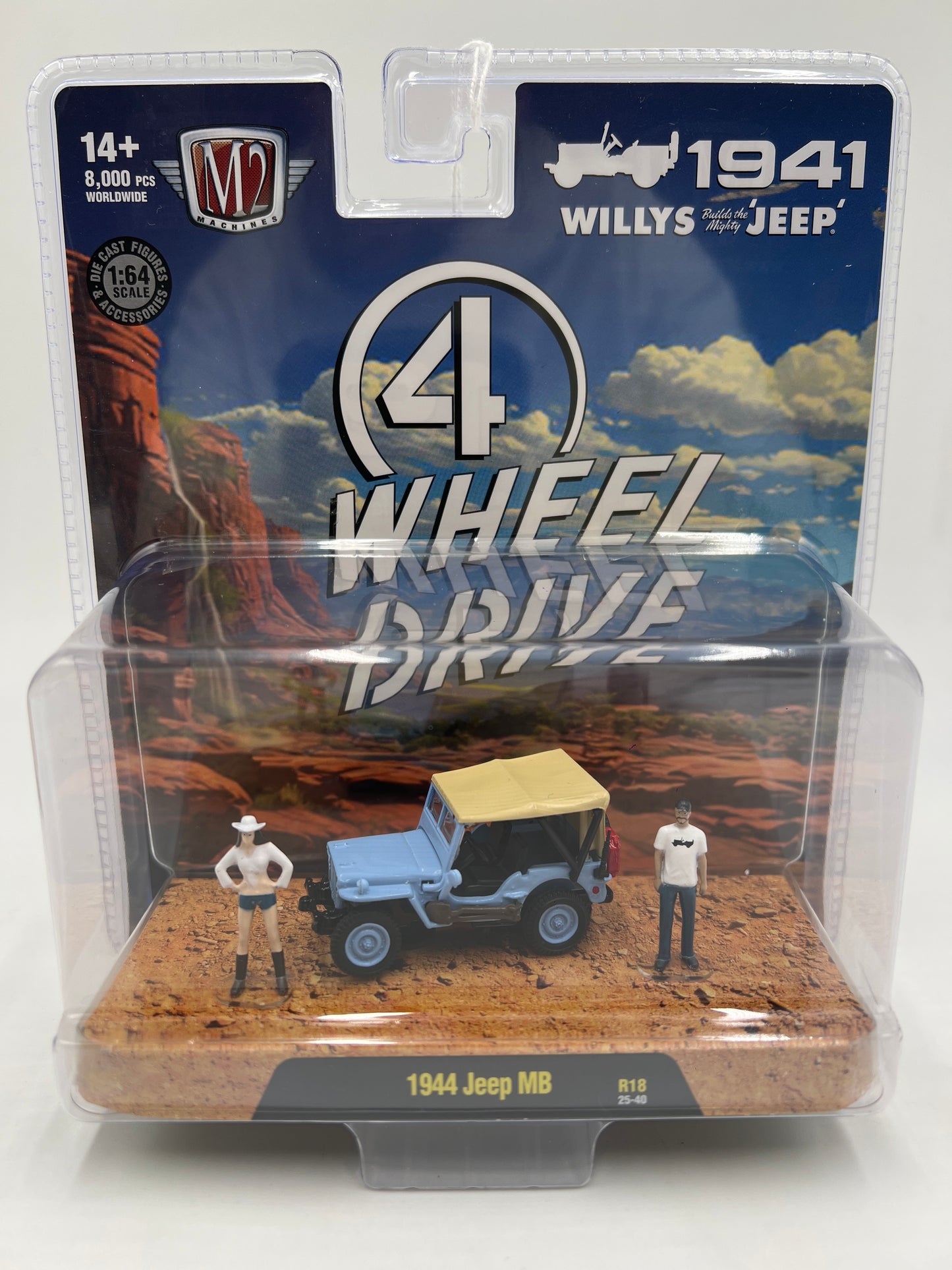 M2 Machines R18 Diorama 1944 Jeep MB Light Blue 197F