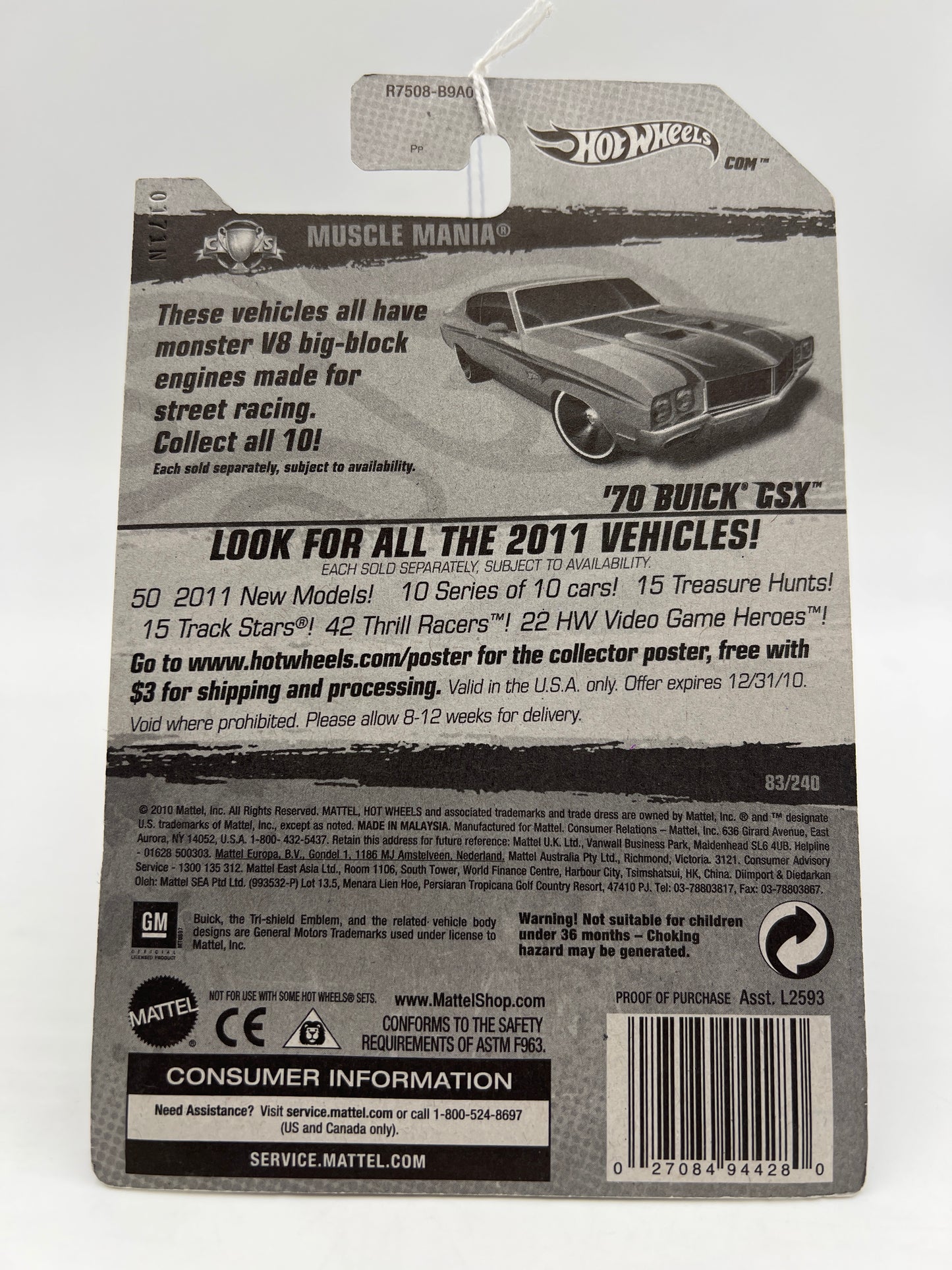 2011 Hot Wheels Muscle Mania #83 70 Buick GSX Orange