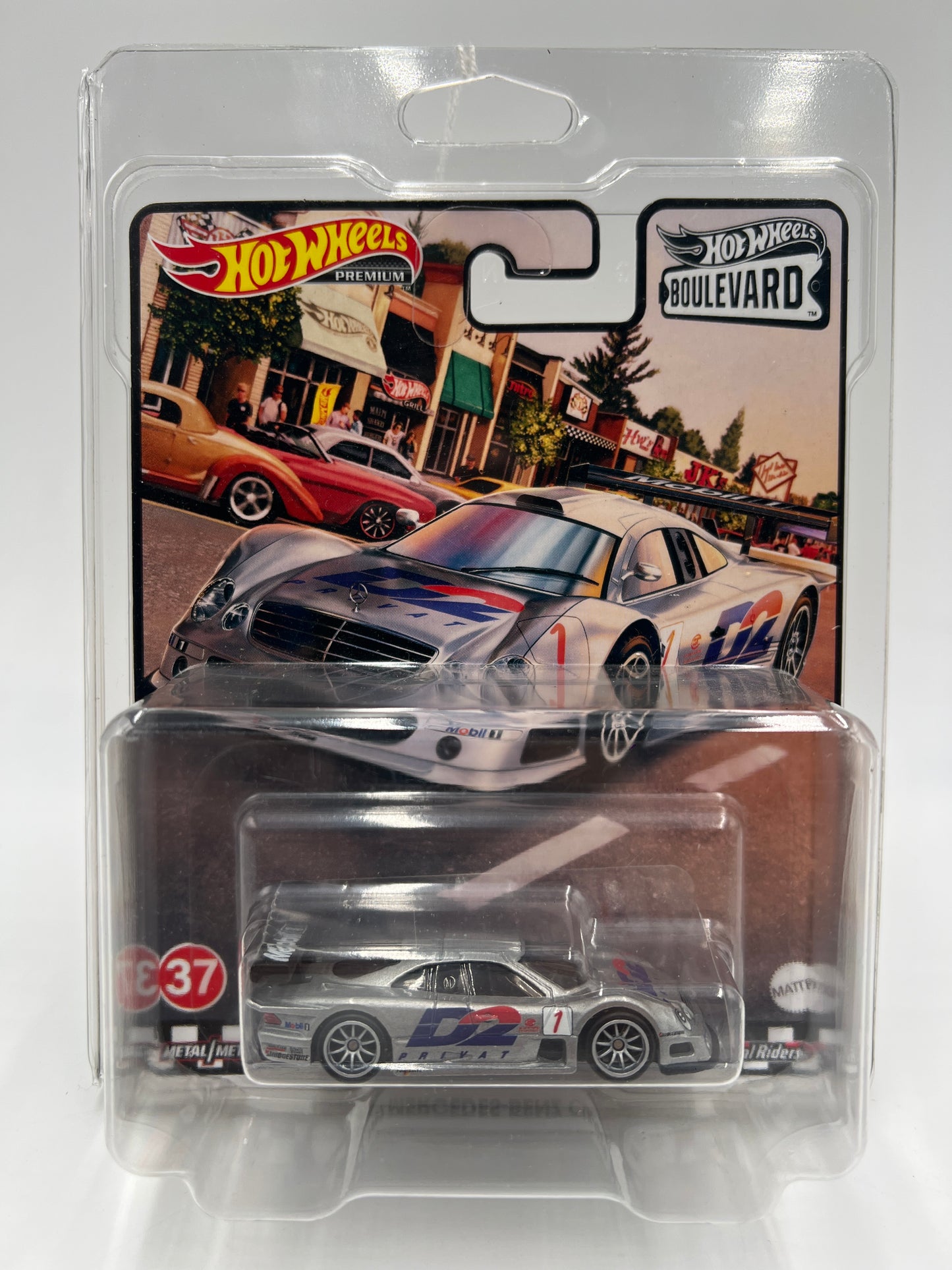 Hot Wheels Premium Boulevard #37 1997 Mercedes-Benz CLK-GTR Silver W/Protector