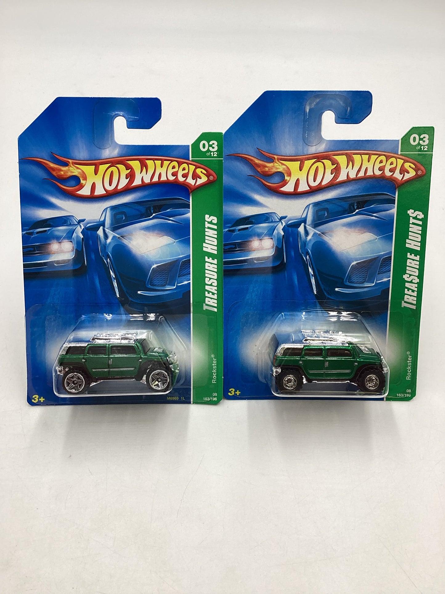 2008 Hot Wheels Super Treasure Hunt + Treasure Hunt Rockster Green #163 with protector