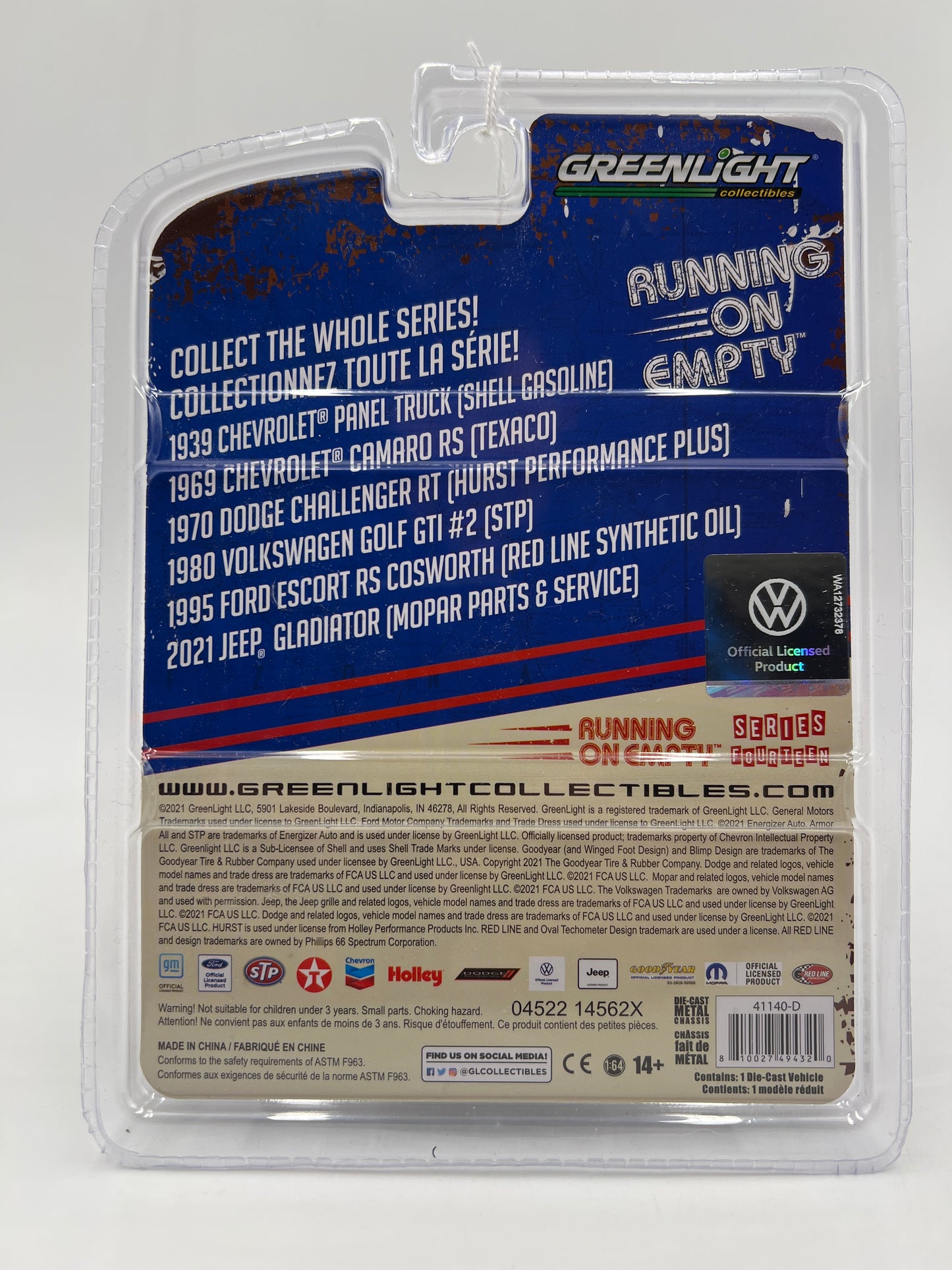 Greenlight Running On Empty Series 14 STP CHASE 1980 Volkswagen Golf GTI Black/Red