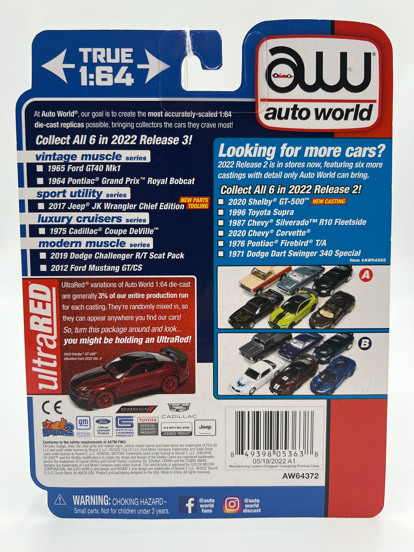 Auto World Vintage Muscle Release 3 Version B 1965 Ford GT40 Mk1 Metallic Blue 184A