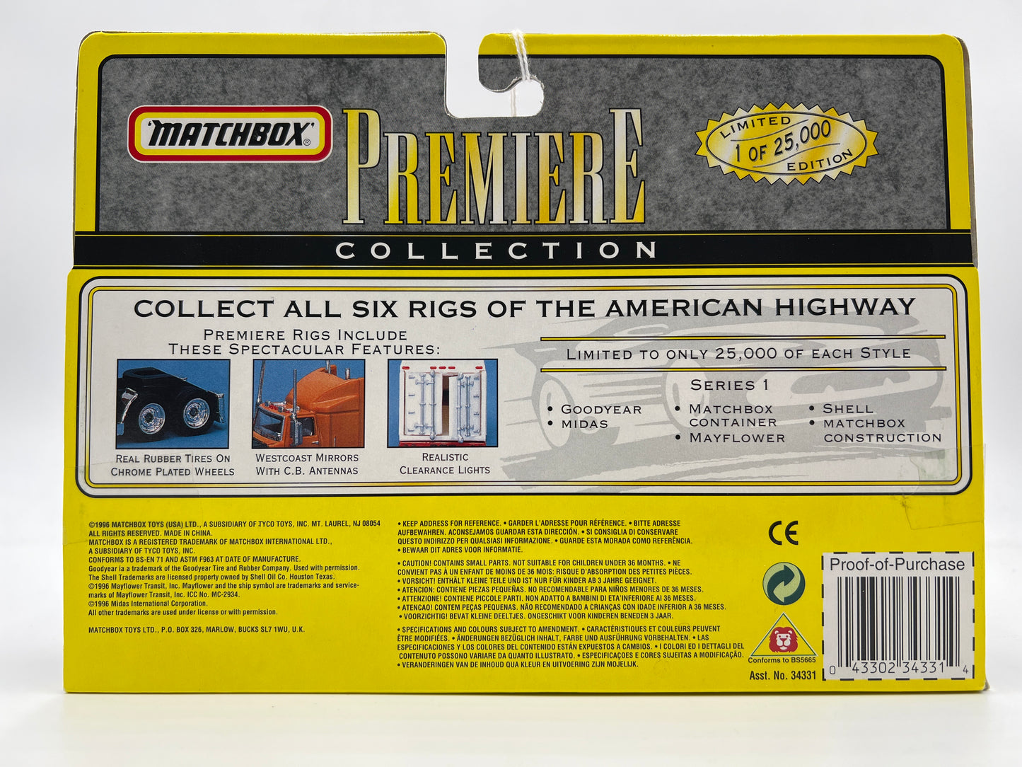 Matchbox Premiere Rigs Series 1 Mack CH600 Shell Tanker