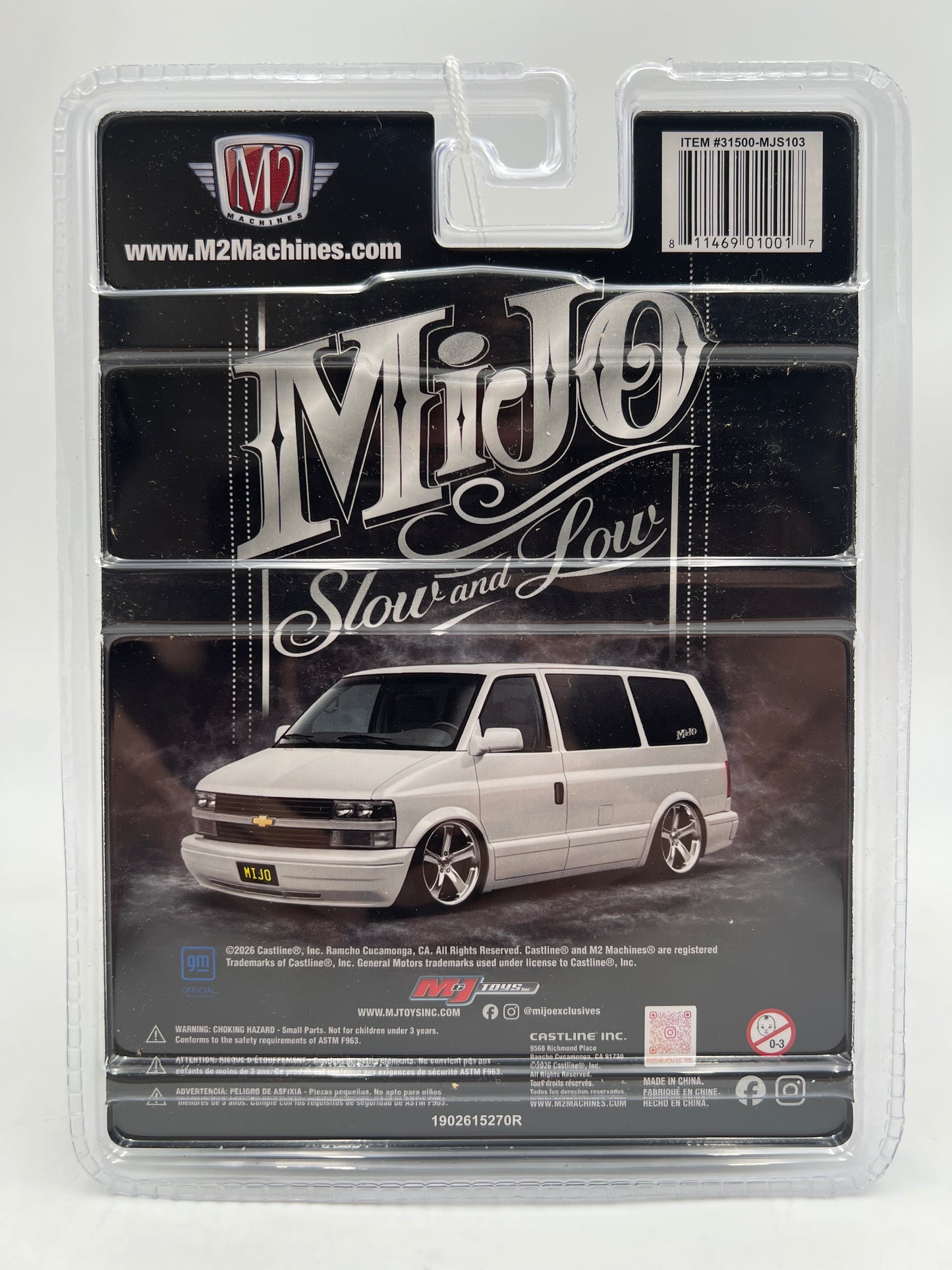 M2 Machines MJS103 MiJo Exclusives Slow And Low 1995 Chevy Astro Van White