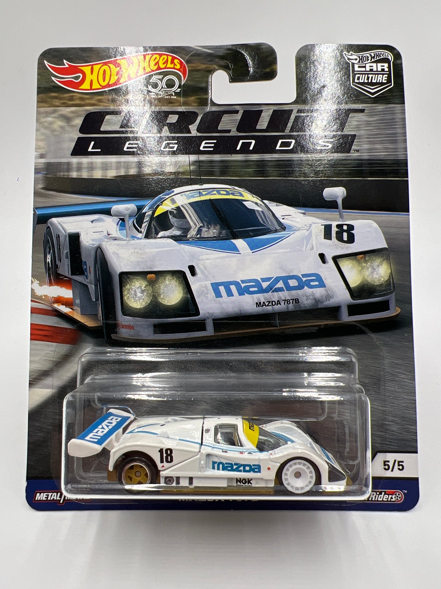 2018 Hot Wheels Car Culture Premium Circuit Legends #5 Mazda 787B White W/Protector