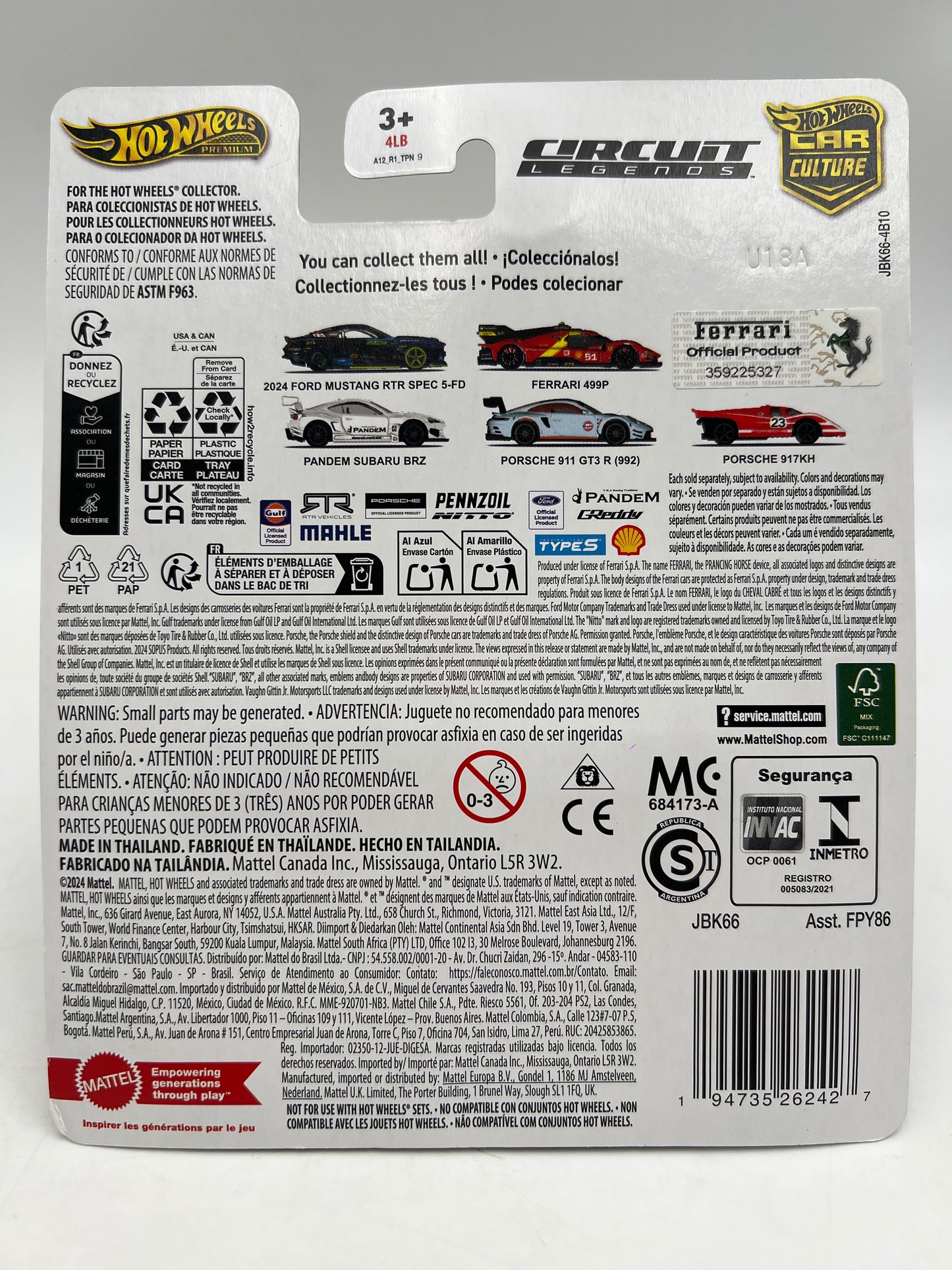 Hot Wheels Premium Car Culture Circuit Legends CHASE #0 Ferrari 499P Black W/Protector