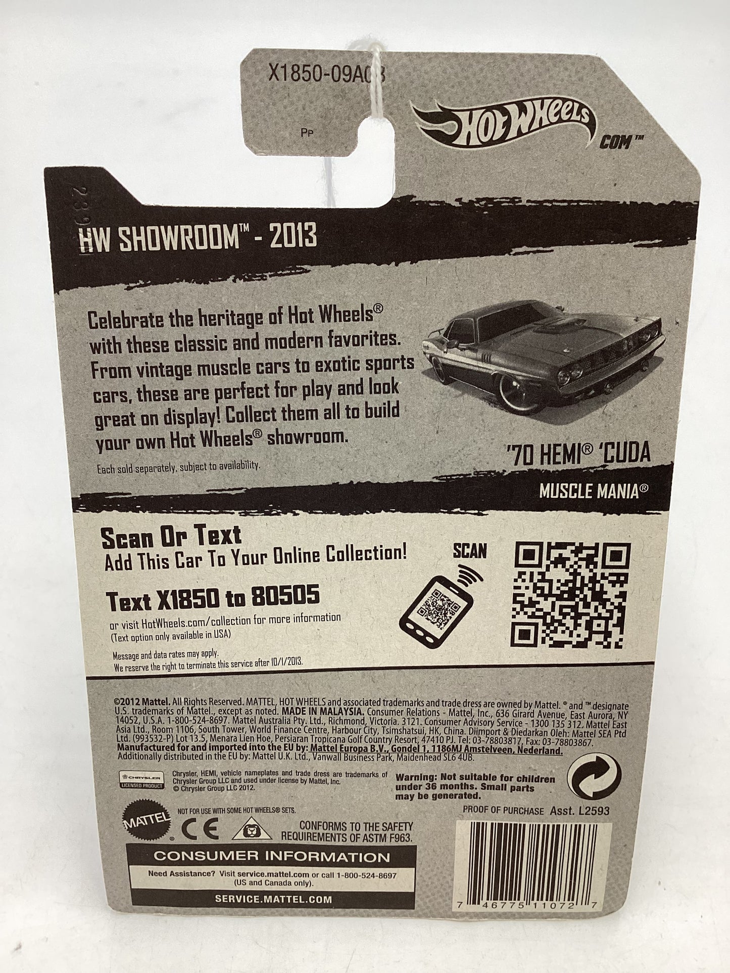 2013 Hot Wheels #234 71 Hemi Cuda Red 41B