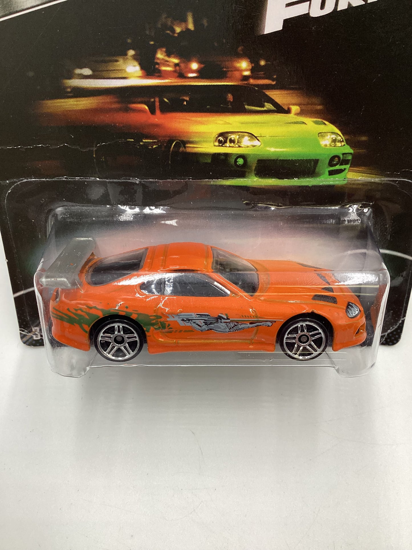 2014 Hot Wheels Fast & Furious #2 Toyota Supra Orange with Silver Wing and protector