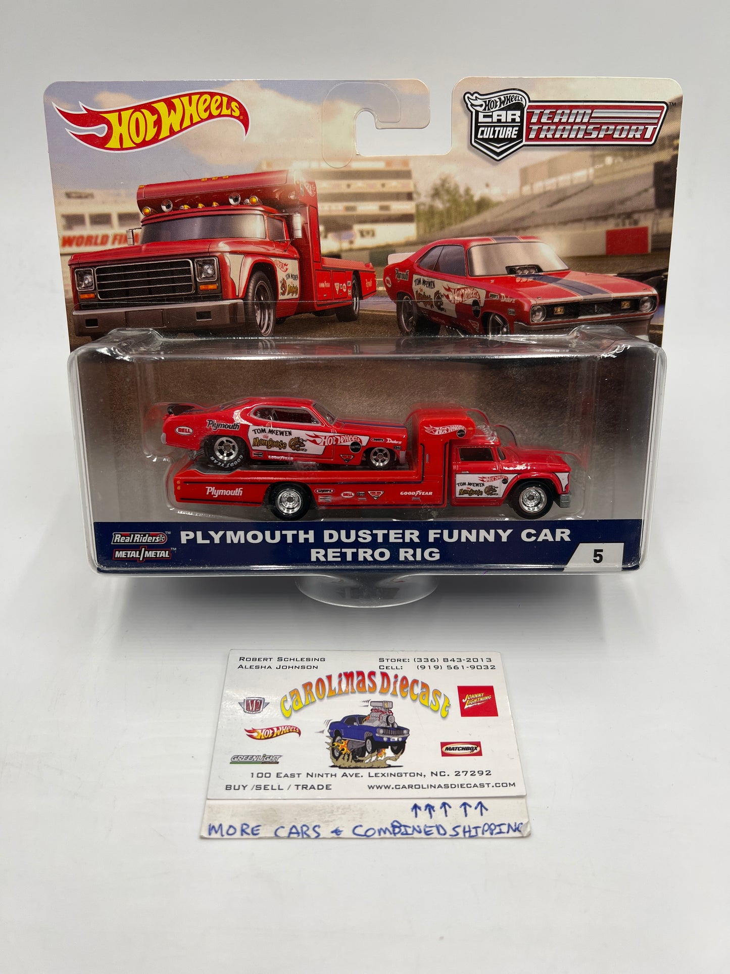 Hot Wheels Car Culture Team Transport #5 Plymouth Duster Funny Car Mongoose & Retro Rig W/Protector