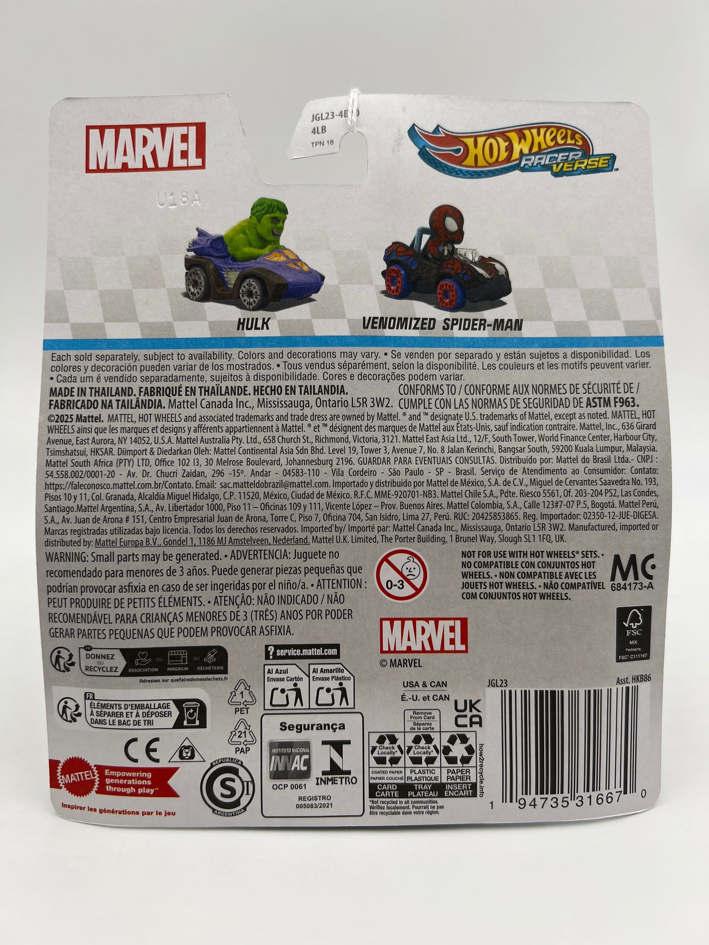 2025 Hot Wheels Racer Verse Marvel The Infinity Saga Hulk 110D