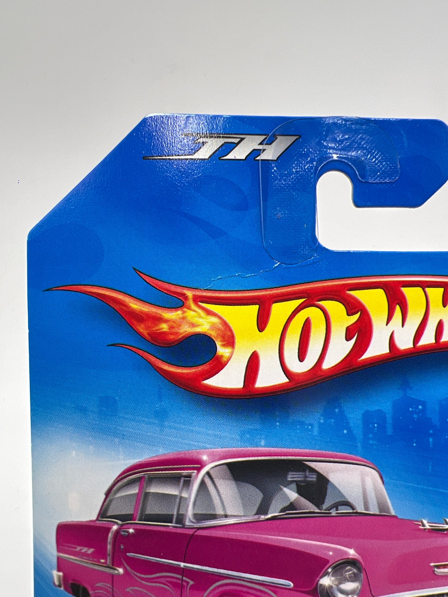 2009 Hot Wheels Super Treasure Hunt #52 55 Chevy Pink W/Protector