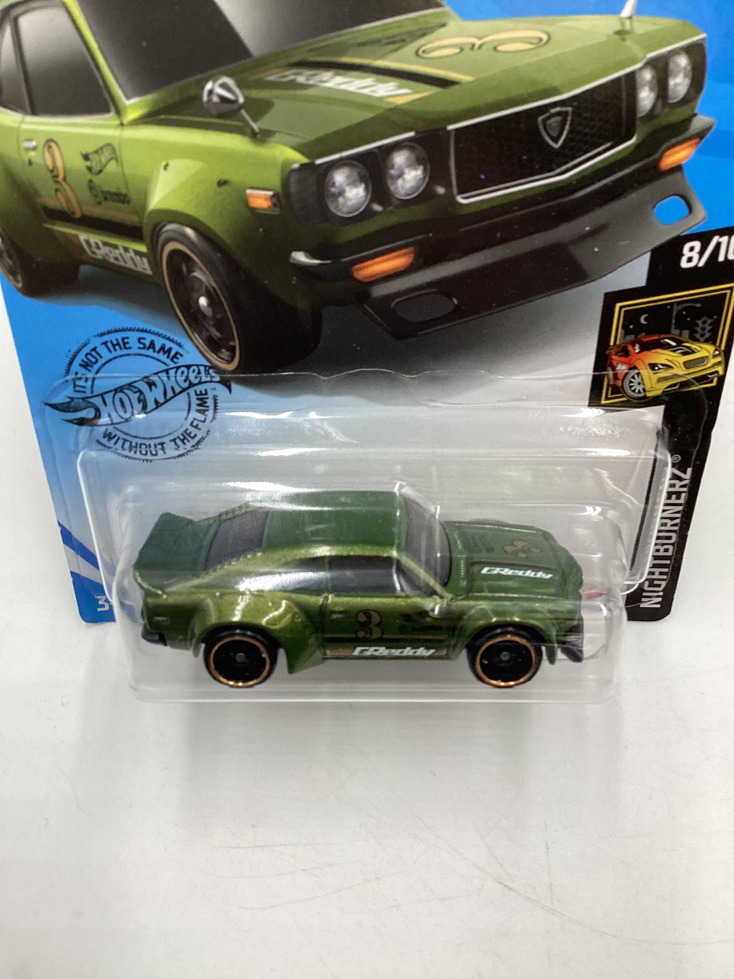 2020 Hot wheels Nightburnerz #243 91 Mazda RX-3 Green 87C