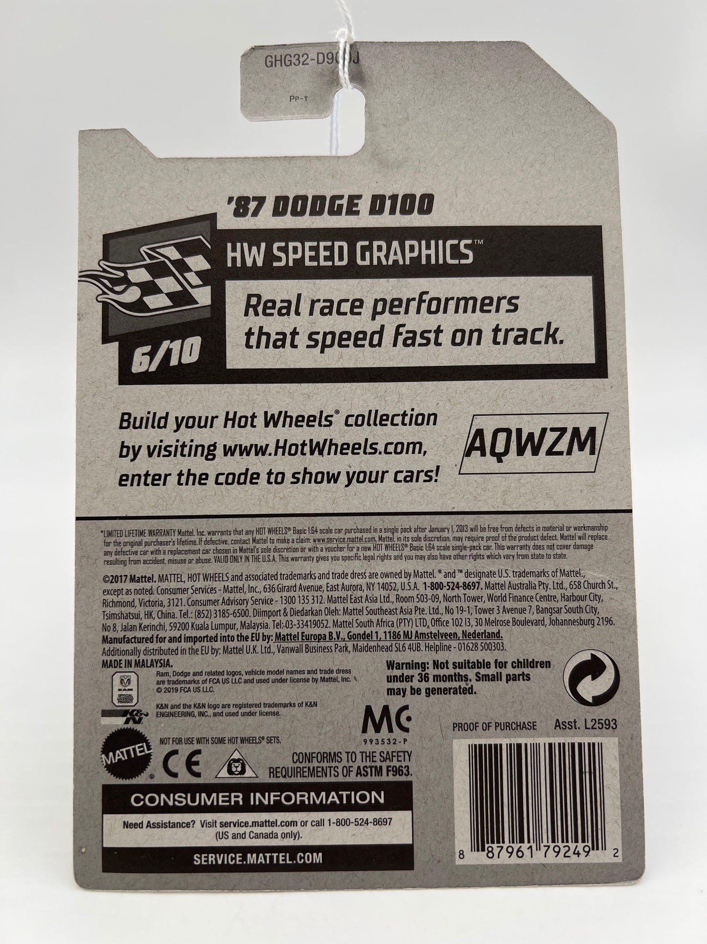 2020 Hot Wheels Walmart Exclusive Zamac 8 #128 87 Dodge D100 K&N