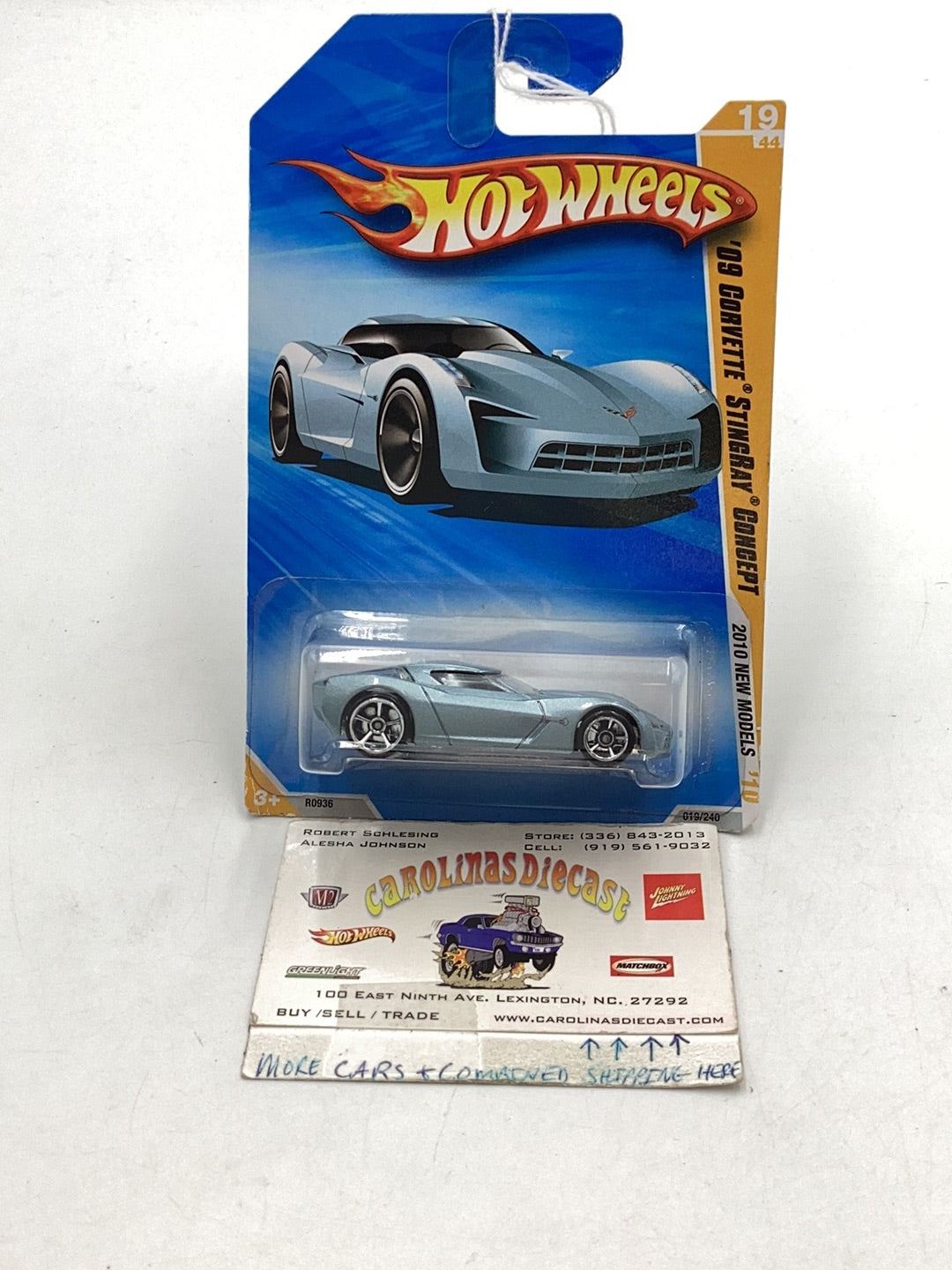 2010 Hot Wheels #19 09 Corvette stingray concept Silver Blue Metallic 18F