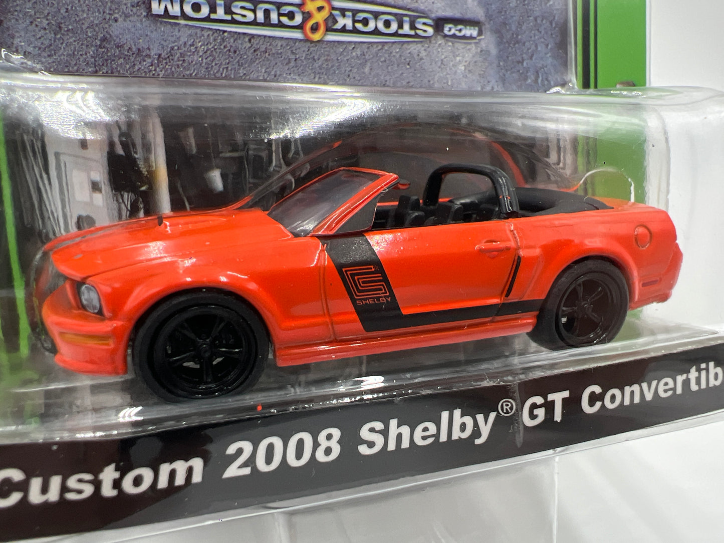 Greenlight Muscle Car Garage Series 6 2008 Shelby GT Convertible Orange Upside Down Card 176C