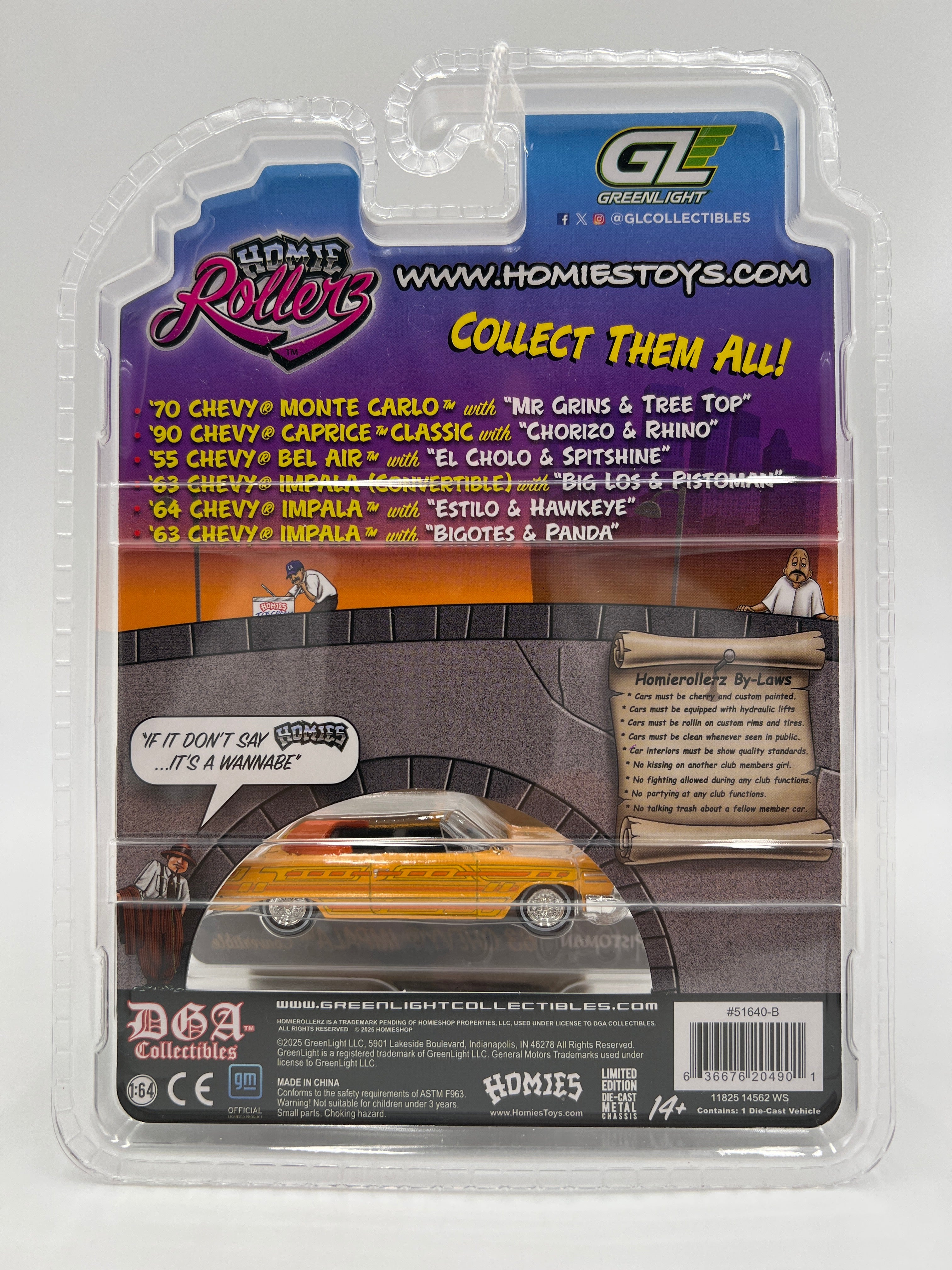 Greenlight x DGA Homie Rollerz 63 Chevy Impala Convertible & Big