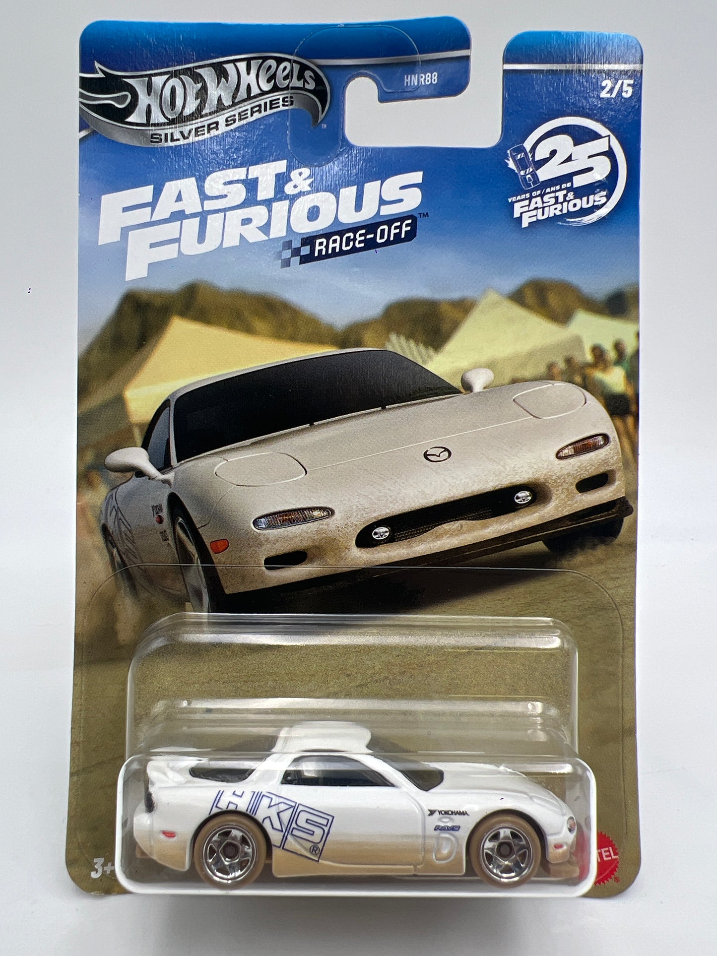 2026 Hot Wheels Silver Series Fast & Furious Race Off #2 1995 Mazda RX-7 White 74B