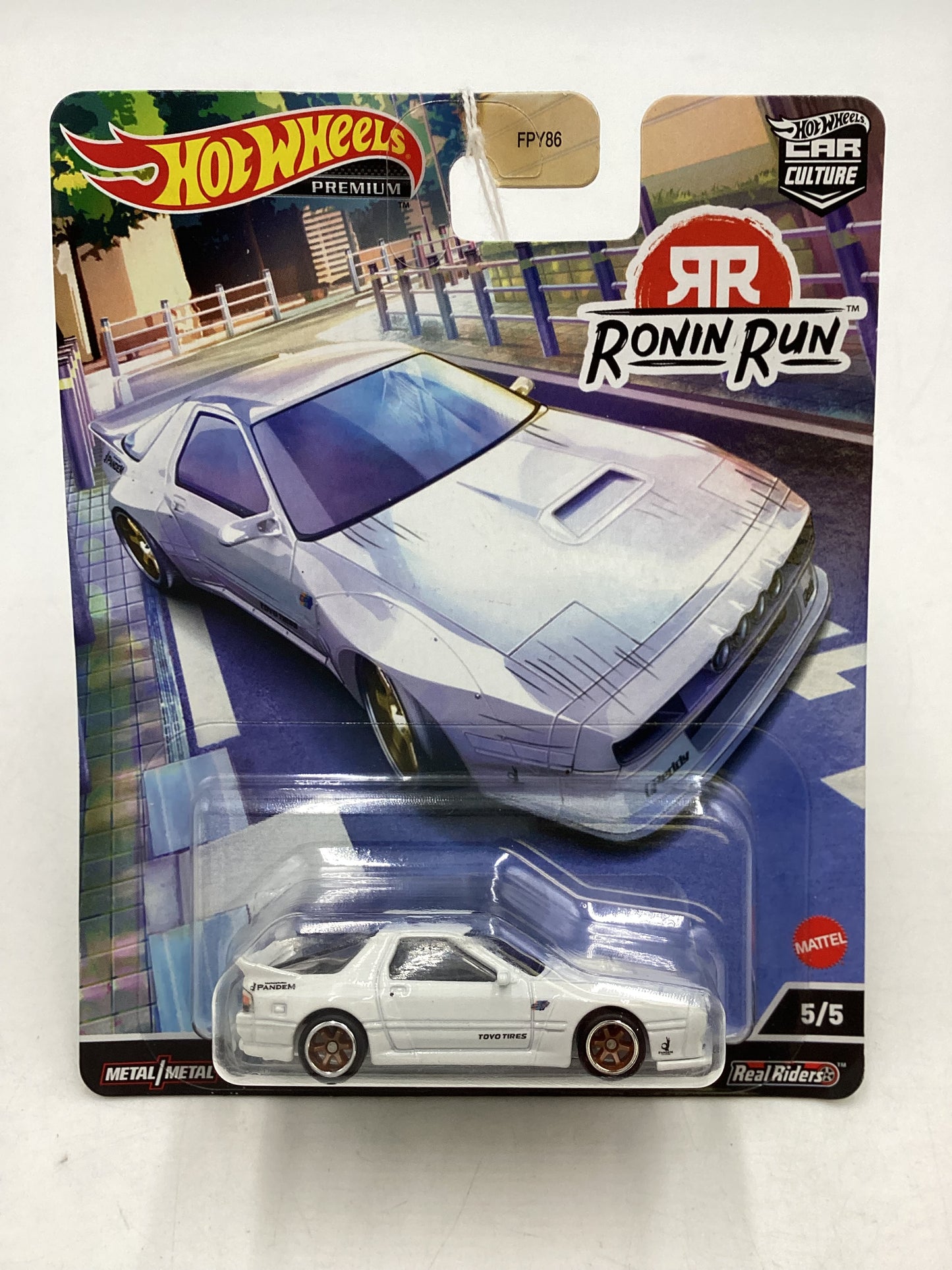 Hot wheels Ronin Run 5/5 Mazda RX-7 FC Pandem White 244E