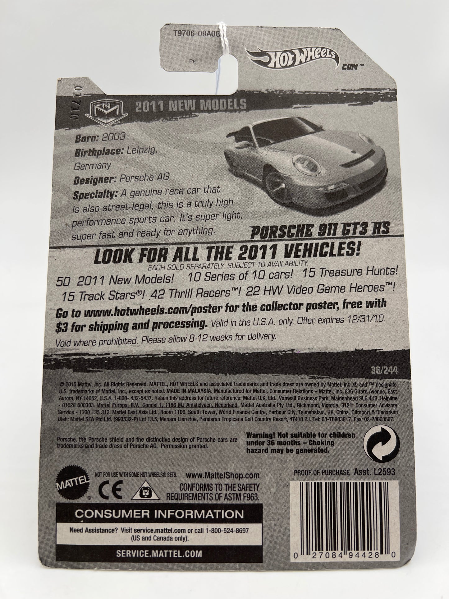 2011 Hot Wheels New Models #36 Porsche 911 GT3 RS Steel Blue SR