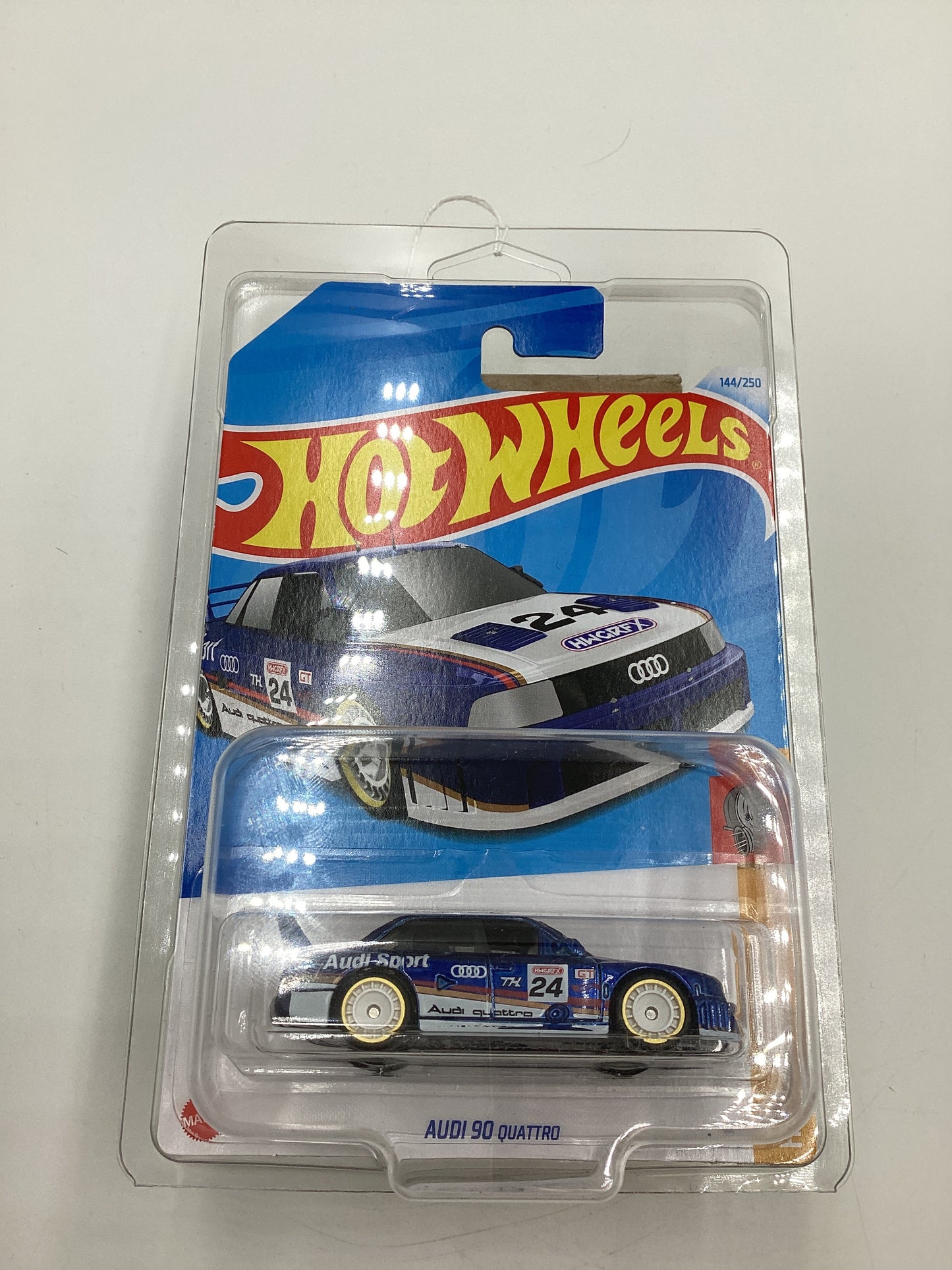 2024 Hot Wheels #144 Super Treasure Hunt Audi 90 Quattro Blue W/Protector International Card