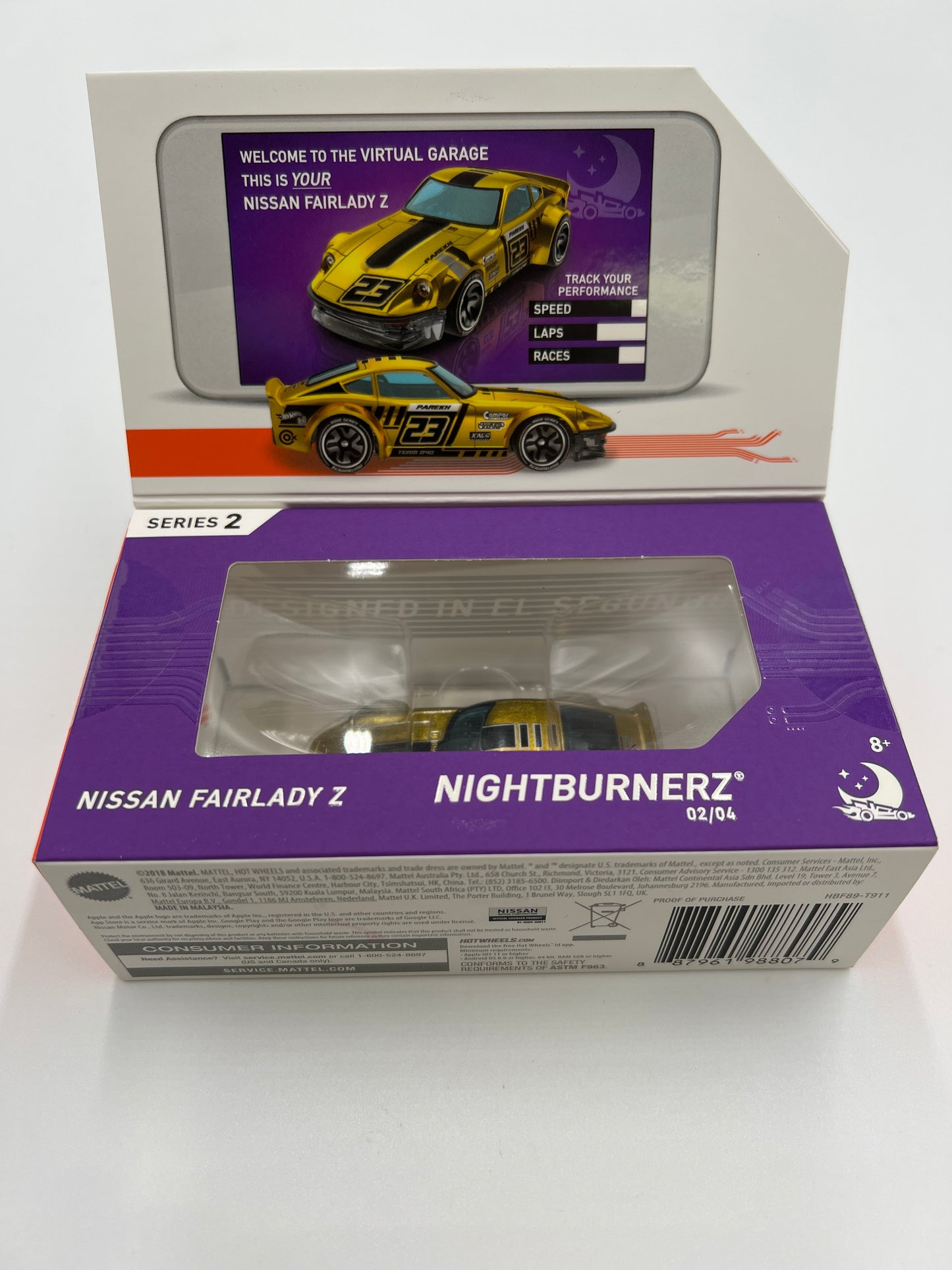 Hot Wheels iD Nightburnerz Series 2 #2 Nissan Fairlady Z Gold Opened