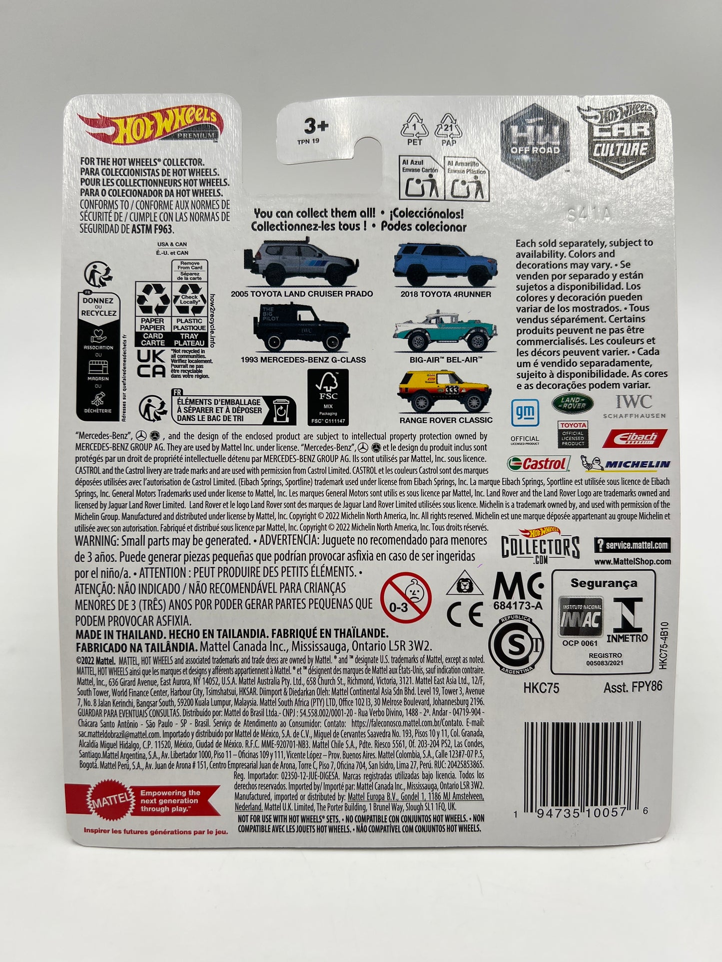 Hot Wheels Premium Car Culture CHASE HW Off Road #0 2005 Toyota Land Cruiser Prado Black W/Protector