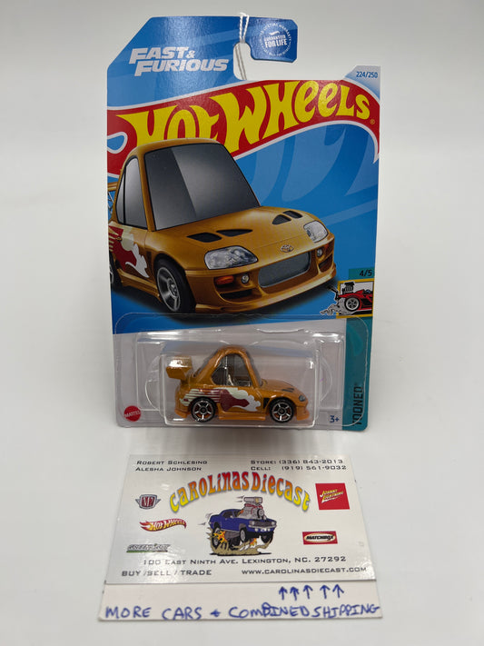 2024 Hot Wheels Q Case #224 Fast & Furious Tooned 94 Toyota Supra Gold 93B