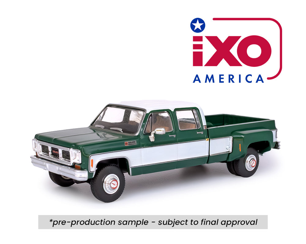 (Preorder) IXO Model 1:64 GMC Sierra Grande 3500 Crew Cab Dually  Green White  Limited Edition