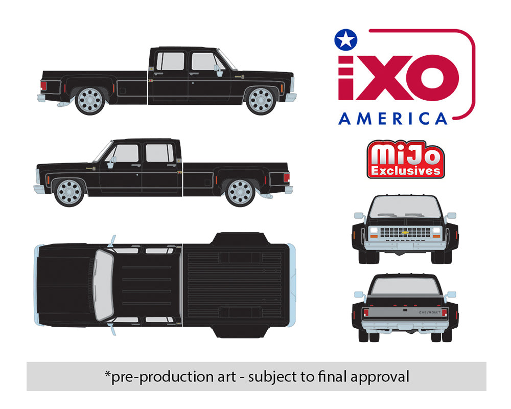 (Preorder) IXO Model 1:64 1980 Chevrolet Silverado C30 Crew Cab Dually Lowered – Black – Limited Edition – Mijo Exclusives