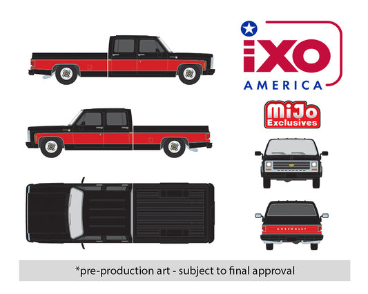 (Preorder) IXO Model 1:64 1979 Chevrolet Scottsdale C20 Crew Cab Black w/ Red two Tone Limited Edition – Mijo Exclusives