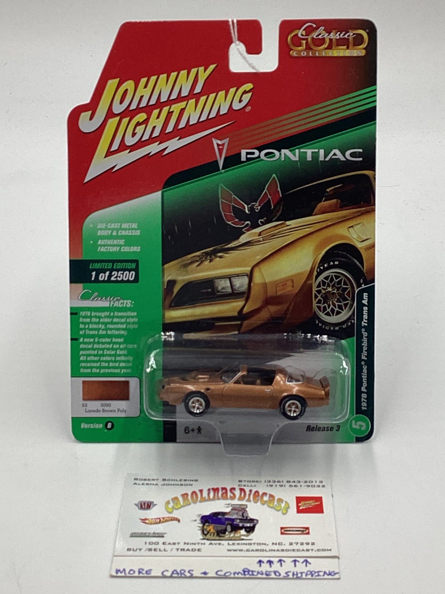 Johnny Lightning Classic Gold Collection Release 3 Version B 1978 Pontiac Firebird Trans Am 1 of 2500