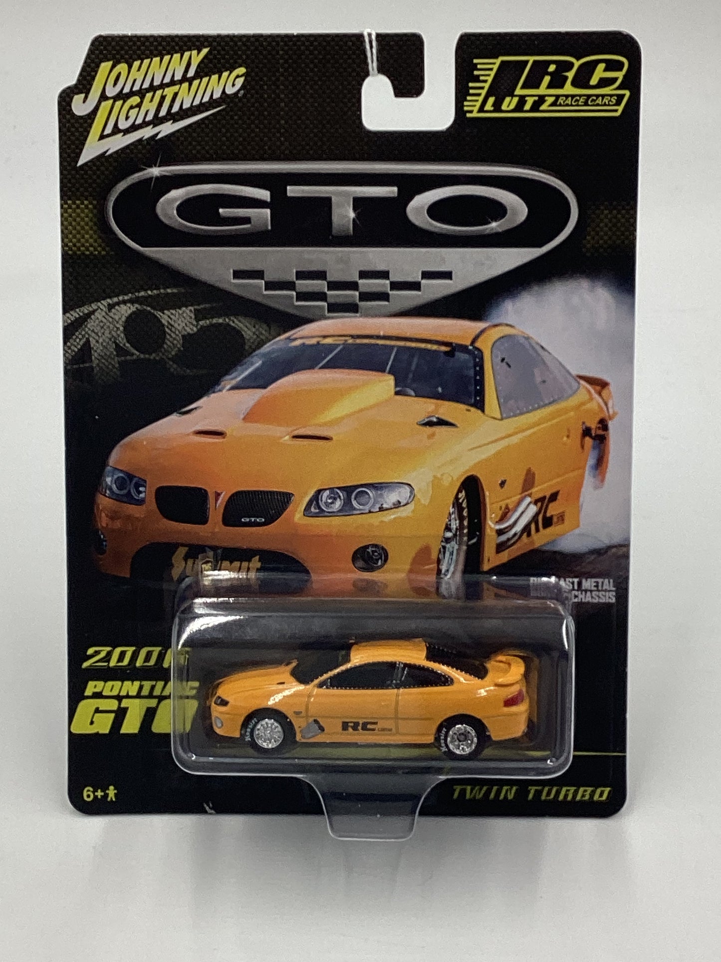 Johnny Lightning LRC Lutz Race 2000 Pontiac GTO Twin Turbo yellow