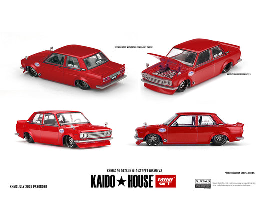 PREORDER Kaido House x Mini GT 1:64 Datsun 510 Street Nismo V3 – Red #229