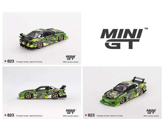 (Preorder) Mini GT 1:64 #823 Nissan LB-Super Silhouette S15 SILVIA #555 V2 2024 – Green – Formula Drift Japan MGT00823