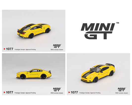 (Preorder) Mini GT 1:64 #1077 LB-WORKS Ford Mustang – Triple Yellow – Mijo Exclusives MGT01077