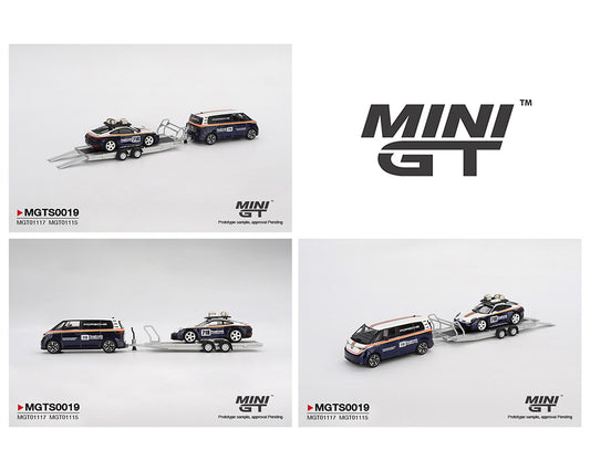 (Preorder) Mini GT 1:64 #0019 Porsche 911 Dakar #718 / Volkswagen ID. Buzz Porsche Centrum Gelderland Roughroads Set mgts0019