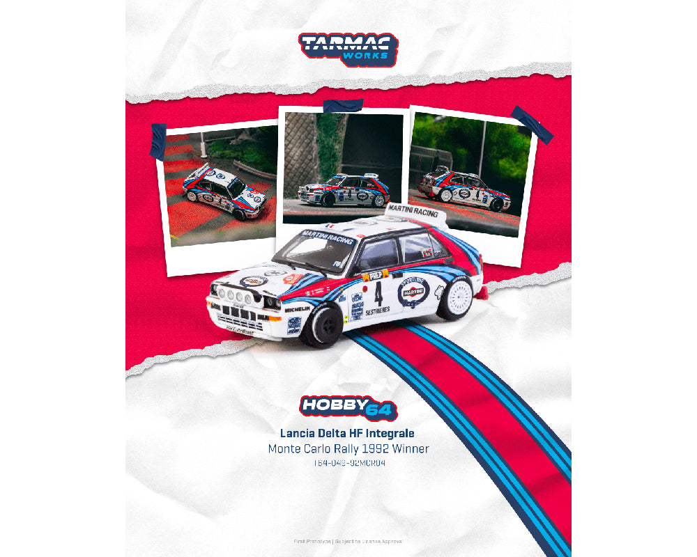 (Preorder) Tarmac Works 1:64 Lancia Delta HF Integrale Monte Carlo Rally 1992 Winner Didier Auriol / Bernard Occelli – Hobby64