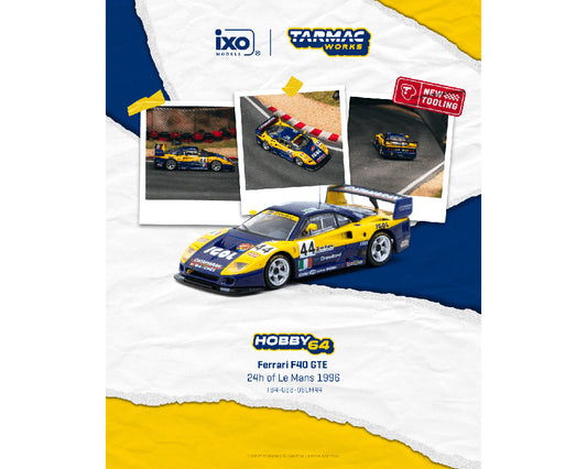 (Preorder) Tarmac Works 1:64 Ferrari F40 GTE 24h of Le Mans 1996 Luciano Della Noce / Anders Olofsson / Carl Rosenblad – Hobby64