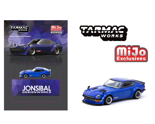 (Preorder) Tarmac Works 1:64 Nissan Fairlady Z S30 Widebody By Jon Sibal – Blue MiJo Exclusives