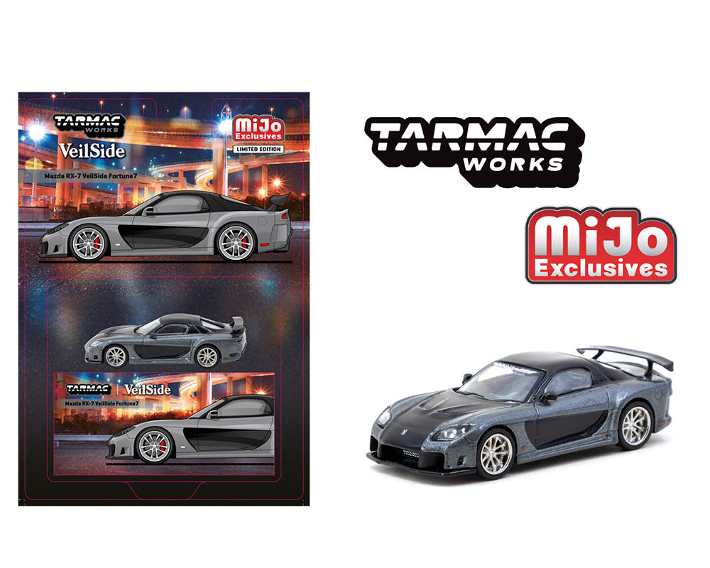 (Preorder) Tarmac Works 1:64 Mazda RX-7 VeilSide Fortune7- Grey metallic / Black – MiJo Exclusives