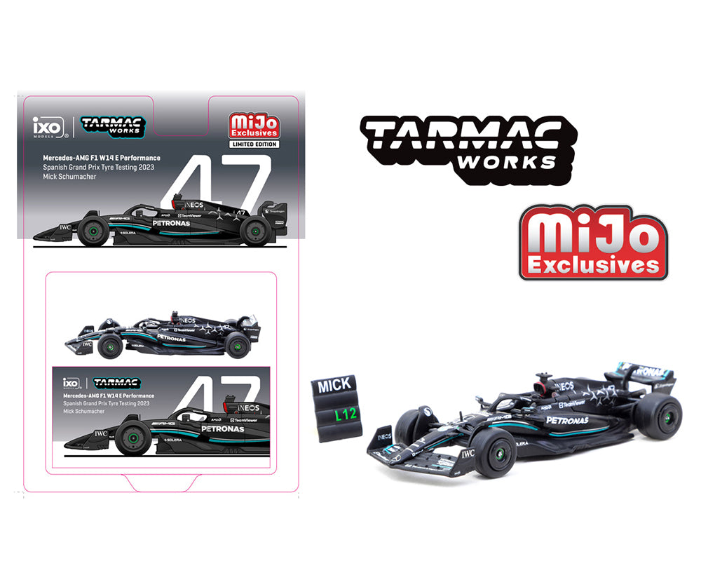 (Preorder) Tarmac Works 1:64 Mercedes-AMG F1 W14 E Performance Spanish Grand Prix Tyre Testing 2023 Mick Schumacher – Global64 – MiJo Exclusives Limited Edition
