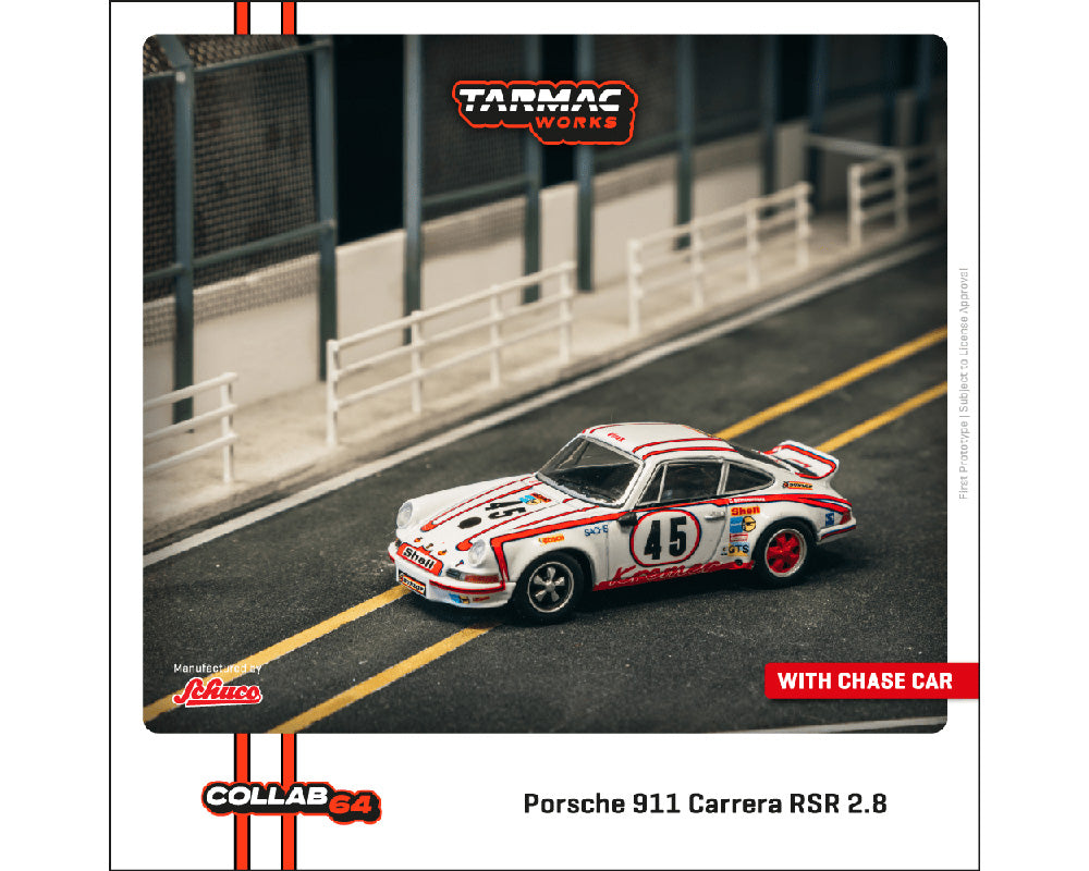 (Preorder) Tarmac Works 1:64 #023 Porsche 911 Carrera RSR 2.8 24h Le Mans 1973 #45 Winner – Collab64