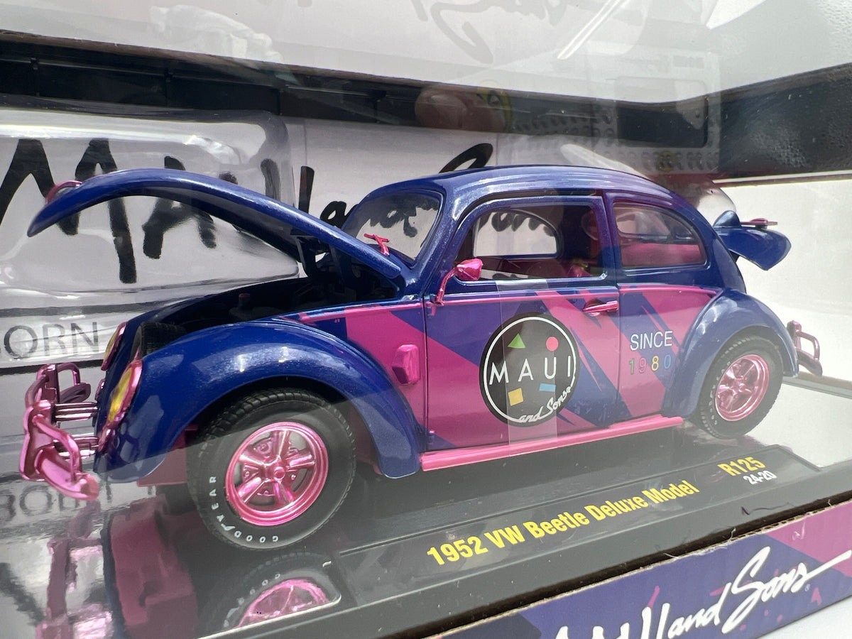 M2 Machines 1/24 Scale R125 CHASE Maui And Sons 1952 VW Beetle Deluxe Model Purple