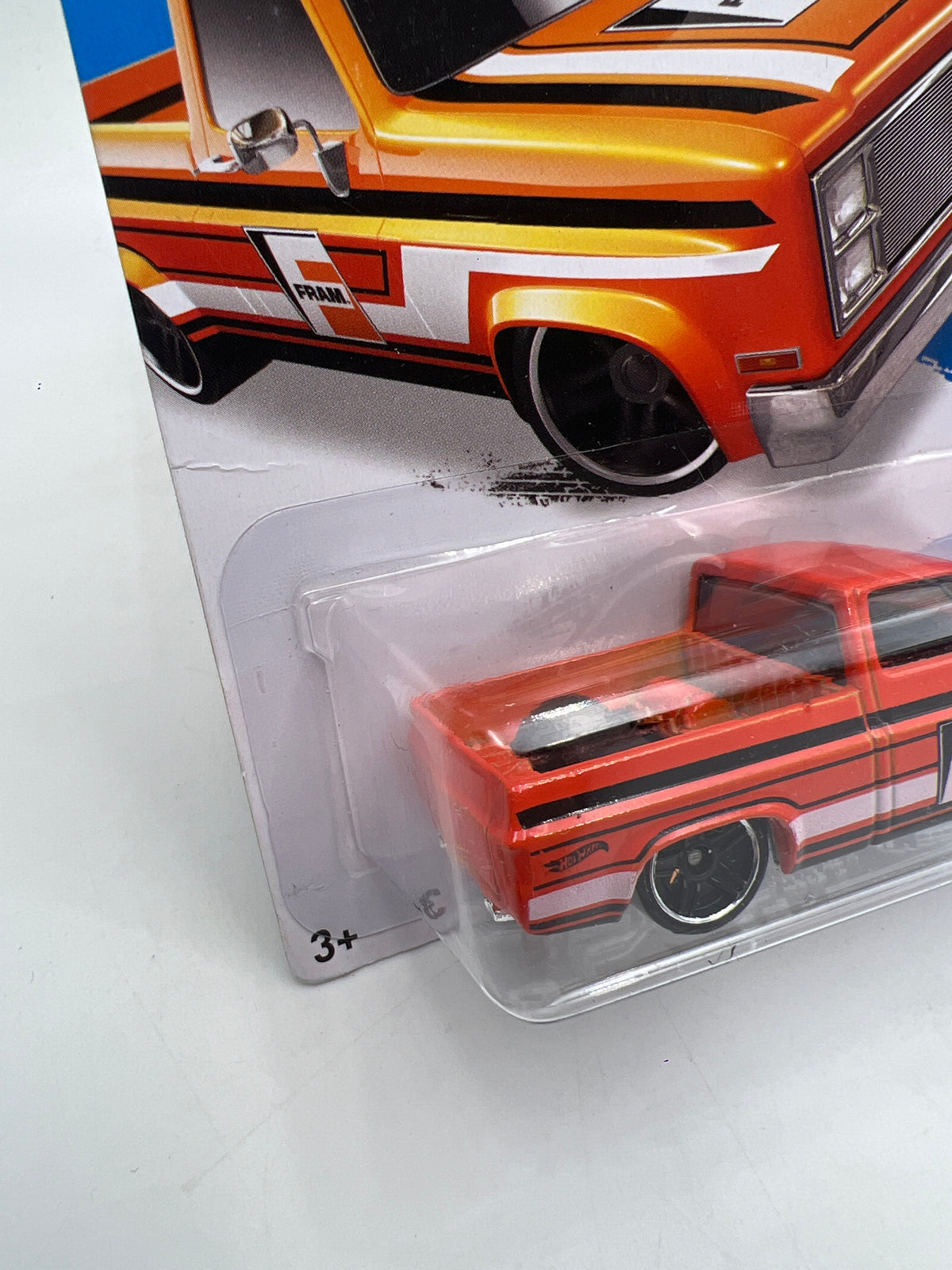 2015 Hot Wheels City #16 83 Chevy Silverado Fram Orange W/Protector