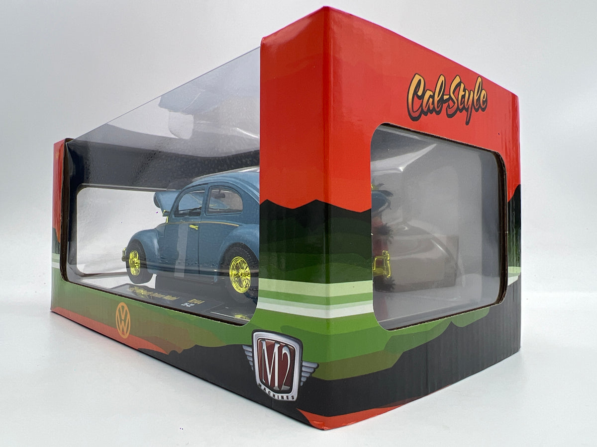 M2 Machines 1/24 Scale R144 CHASE Cal-Style 1952 VW Beetle Deluxe Model Blue