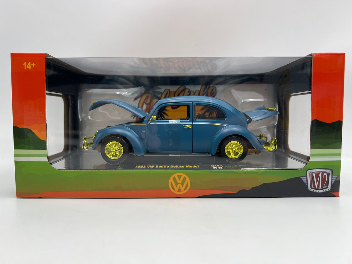 M2 Machines 1/24 Scale R144 CHASE Cal-Style 1952 VW Beetle Deluxe Model Blue