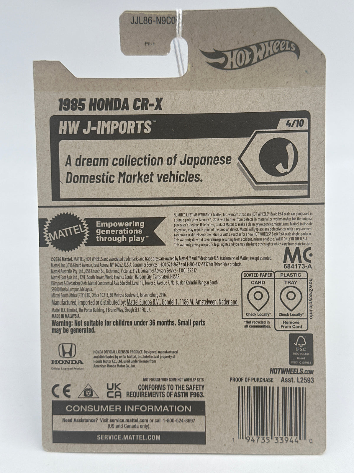 2026 Hot Wheels Q Case #89 1985 Honda CR-X CRX