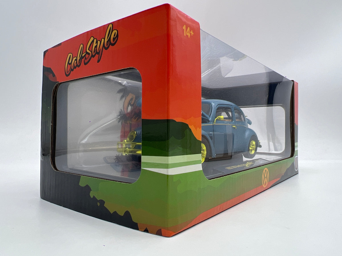 M2 Machines 1/24 Scale R144 CHASE Cal-Style 1952 VW Beetle Deluxe Model Blue